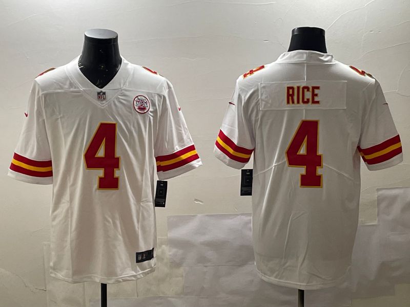 Men Kansas City Chiefs #4 Rice White Second generations 2025 Nike Limited NFL Jersey style 1
